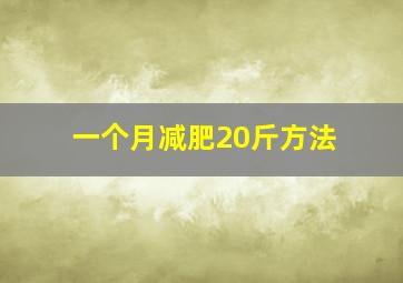 一个月减肥20斤方法