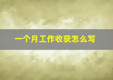 一个月工作收获怎么写