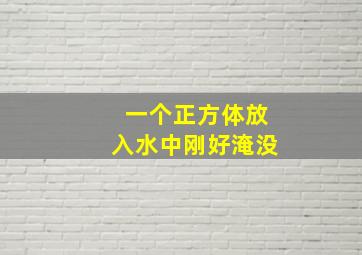 一个正方体放入水中刚好淹没