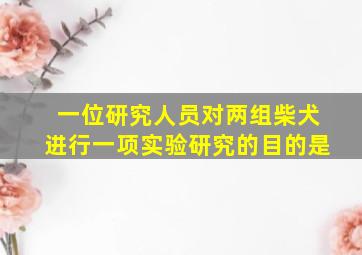 一位研究人员对两组柴犬进行一项实验研究的目的是