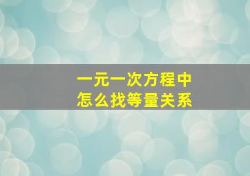 一元一次方程中怎么找等量关系