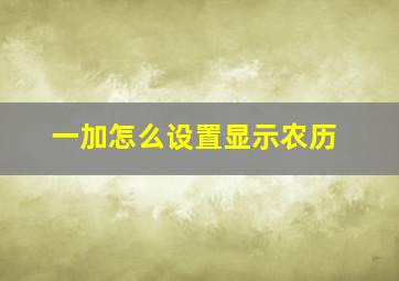 一加怎么设置显示农历