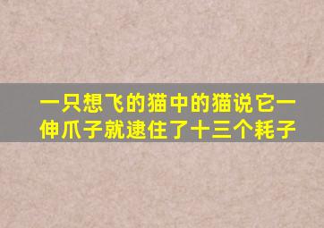 一只想飞的猫中的猫说它一伸爪子就逮住了十三个耗子