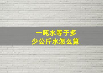 一吨水等于多少公斤水怎么算