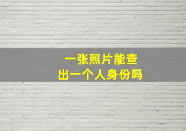 一张照片能查出一个人身份吗