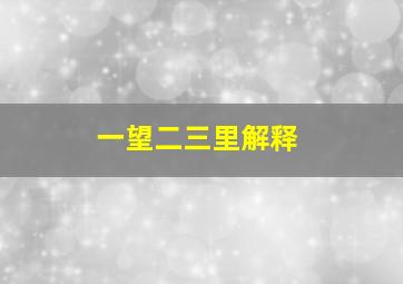 一望二三里解释