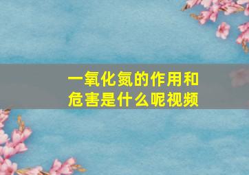 一氧化氮的作用和危害是什么呢视频