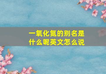 一氧化氮的别名是什么呢英文怎么说