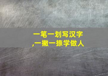 一笔一划写汉字,一撇一捺学做人