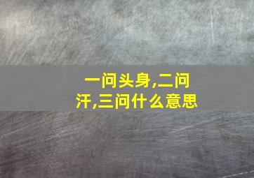 一问头身,二问汗,三问什么意思