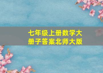 七年级上册数学大册子答案北师大版