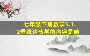 七年级下册数学5.1.2垂线这节学的内容是啥