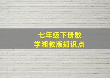 七年级下册数学湘教版知识点