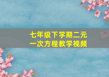 七年级下学期二元一次方程教学视频