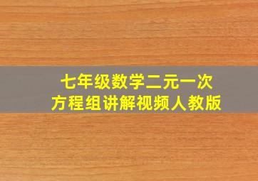 七年级数学二元一次方程组讲解视频人教版