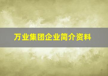 万业集团企业简介资料