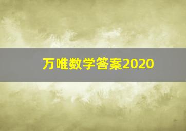 万唯数学答案2020