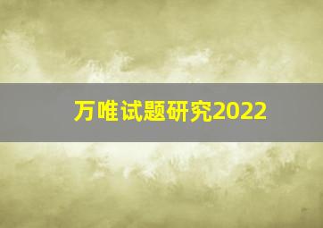 万唯试题研究2022