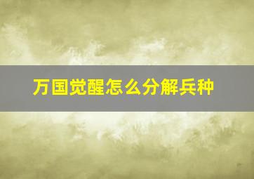 万国觉醒怎么分解兵种