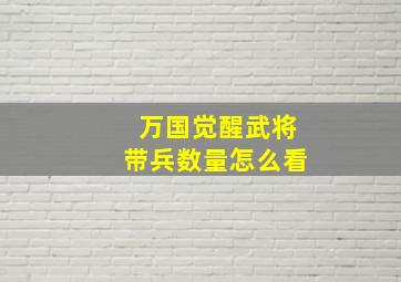 万国觉醒武将带兵数量怎么看