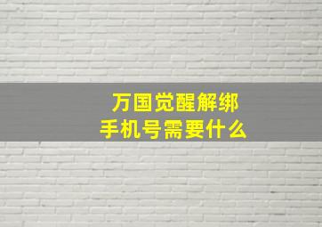 万国觉醒解绑手机号需要什么