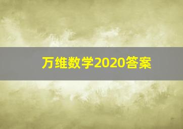 万维数学2020答案