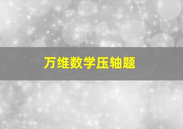 万维数学压轴题