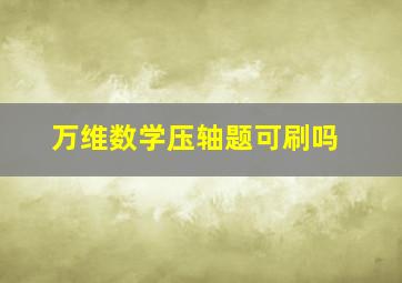 万维数学压轴题可刷吗