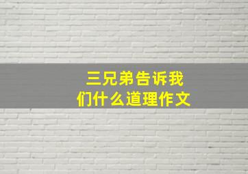 三兄弟告诉我们什么道理作文