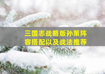 三国志战略版孙策阵容搭配以及战法推荐