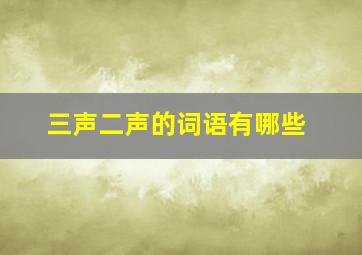 三声二声的词语有哪些