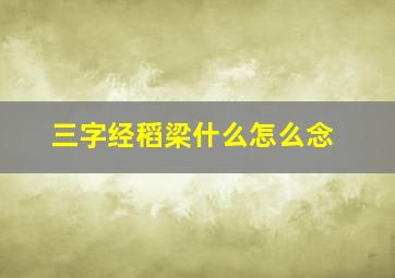 三字经稻梁什么怎么念