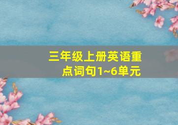 三年级上册英语重点词句1~6单元