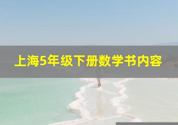 上海5年级下册数学书内容