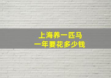 上海养一匹马一年要花多少钱