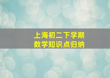 上海初二下学期数学知识点归纳