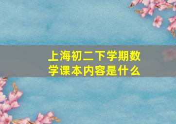 上海初二下学期数学课本内容是什么