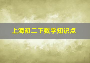 上海初二下数学知识点