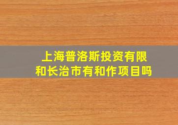 上海普洛斯投资有限和长治市有和作项目吗