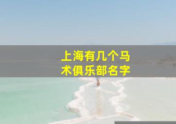 上海有几个马术俱乐部名字