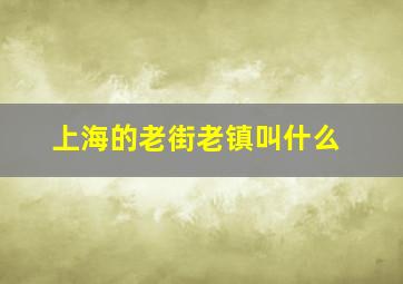 上海的老街老镇叫什么