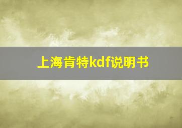 上海肯特kdf说明书