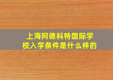 上海阿德科特国际学校入学条件是什么样的