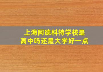 上海阿德科特学校是高中吗还是大学好一点