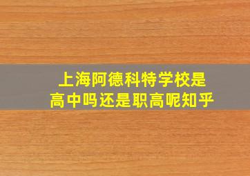 上海阿德科特学校是高中吗还是职高呢知乎