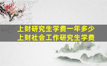 上财研究生学费一年多少上财社会工作研究生学费