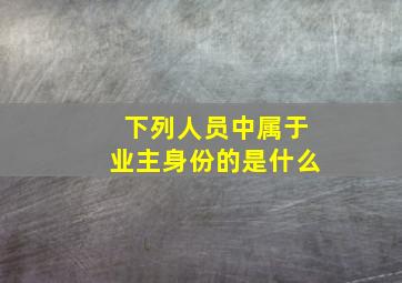 下列人员中属于业主身份的是什么