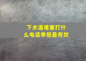 下水道堵塞打什么电话举报最有效