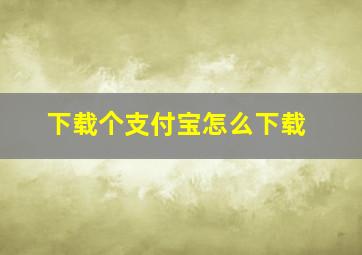 下载个支付宝怎么下载