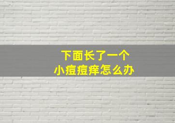 下面长了一个小痘痘痒怎么办